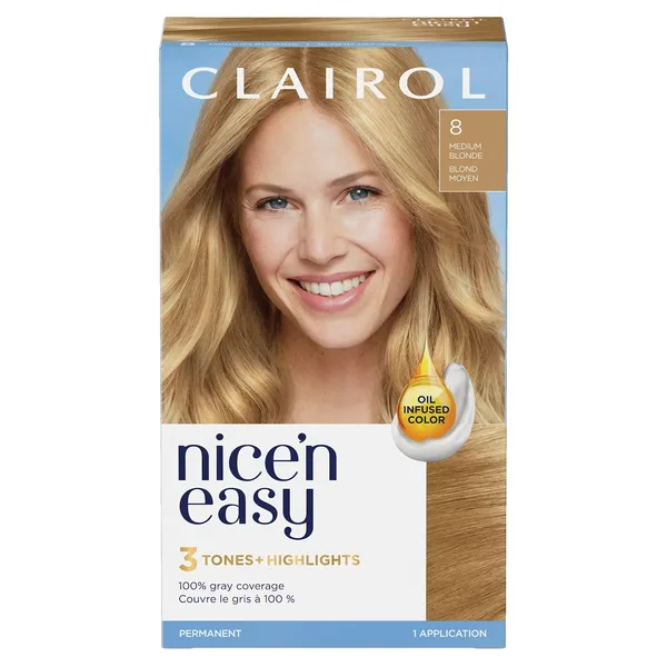 Nice'n Easy 8 Blond Moyen, Coloration permanente, Couleur d'aspect naturel supérieur