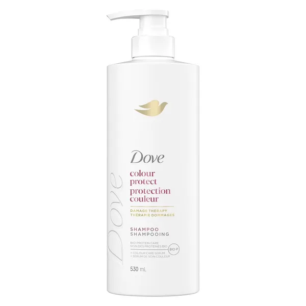 Shampooing pour cheveux colorés. dove protection couleur avec soin bio-protéine liquide.