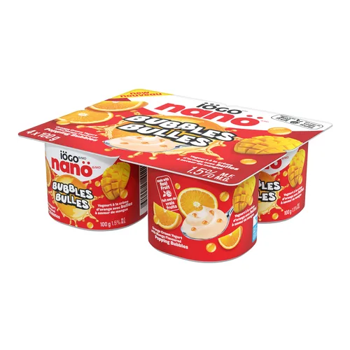 Iogo Orange Mango Bubbles 1.5% Yogourt 4 x 100 g