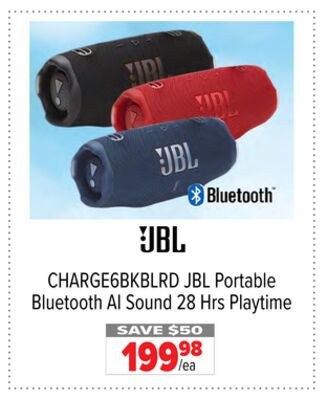 CHARGE6BKBLRD JBL Portable Bluetooth AI Sound 2…