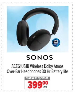 SONOS ACEG1US1B Wireless Dolby Atmos Over-Ear H…