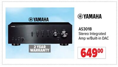 YAMAHA AS301B Stereo Integrated Amp w/Built-in …