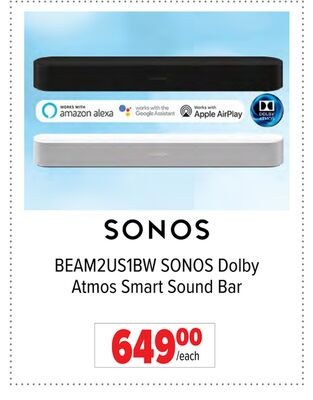BEAM2US1BW SONOS Dolby Atmos Smart Sound Bar