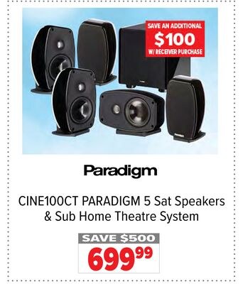 CINE100CT PARADIGM 5 Sat Speakers & Sub Home Th…