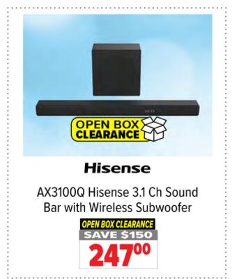 AX3100Q Hisense 3.1 Ch Sound Bar with Wireless …