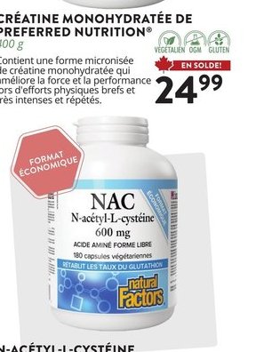 N-Acétyl-L-Cystéine 600 mg Natural Factors
