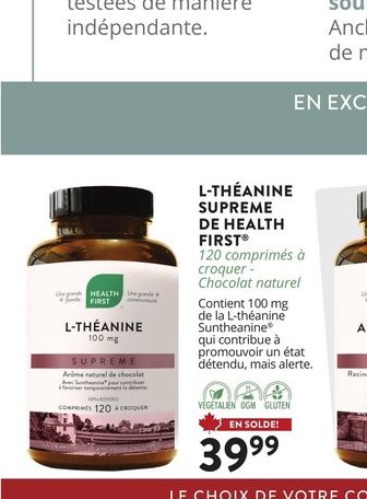 L-THÉANINE SUPRÊME DE HEALTH FIRST