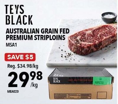 TEYS BLACK AUSTRALIAN GRAIN FED PREMIUM STRIPLI…