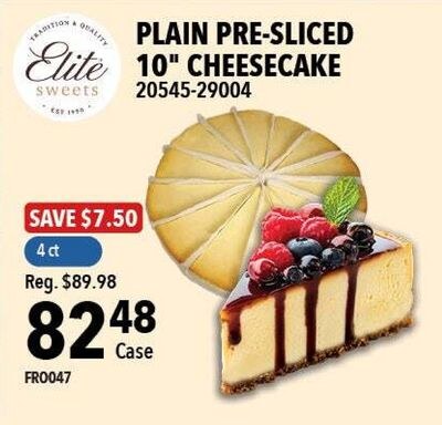 ELITE SWEETS PLAIN PRE-SLICED 10" CHEESECAKE