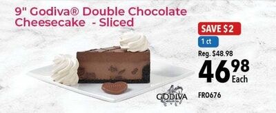 9" Godiva® Double Chocolate Cheesecake - Sliced