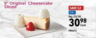 9" Original Cheesecake Sliced
