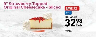 9" Strawberry Topped Original Cheesecake - Slic…