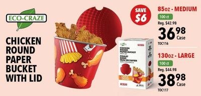 CHICKEN ROUND PAPER BUCKET WITH LID