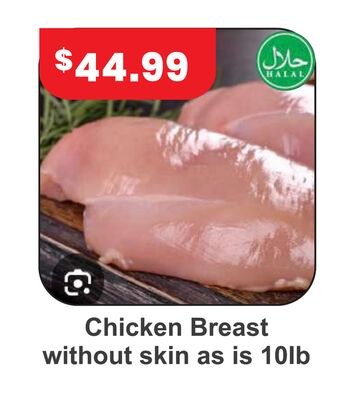 Chicken Breast without skin as is 10lb