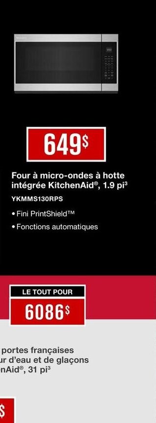 Four à micro-ondes à hotte intégrée KitchenAid