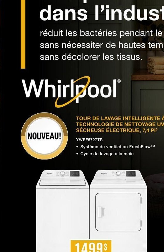 Laveuse à chargement frontal Whirlpool WFF5727TR