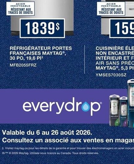 Réfrigérateur portes françaises Maytag