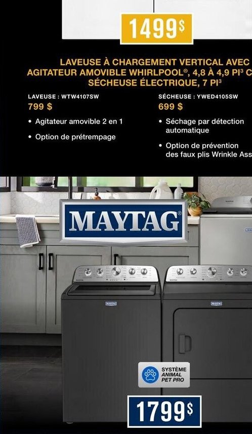 Laveuse à chargement vertical Whirlpool WTW5727…