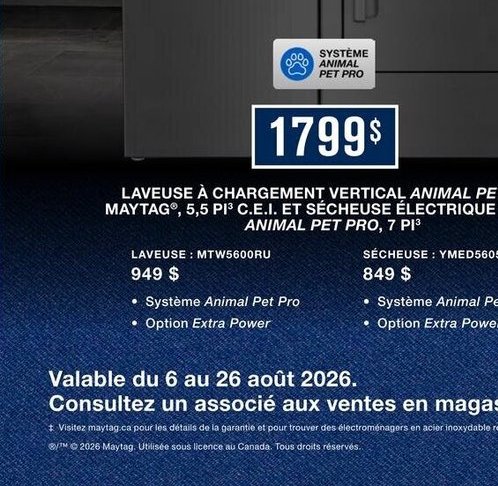 Laveuse à chargement vertical Maytag MVWC465HW …