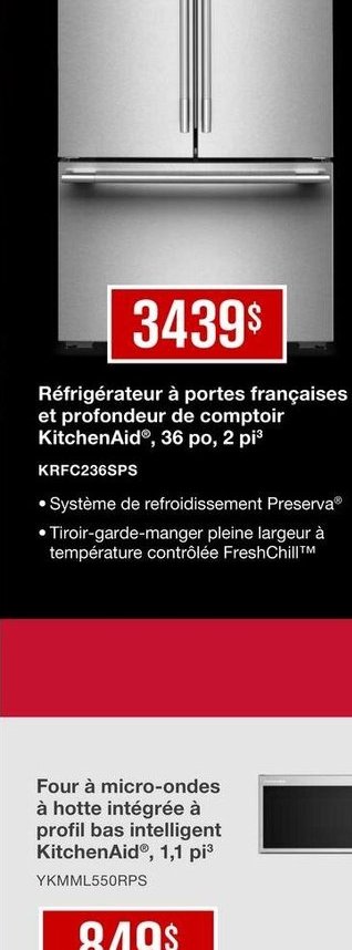 Réfrigérateur à portes françaises et profondeur…