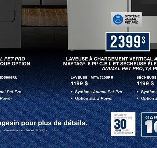 Sécheuse Maytag YMED565SW Système Animal Pet Pro