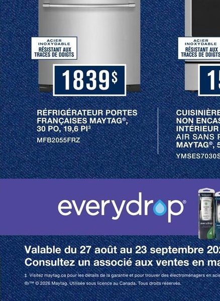 Réfrigérateur portes françaises Maytag