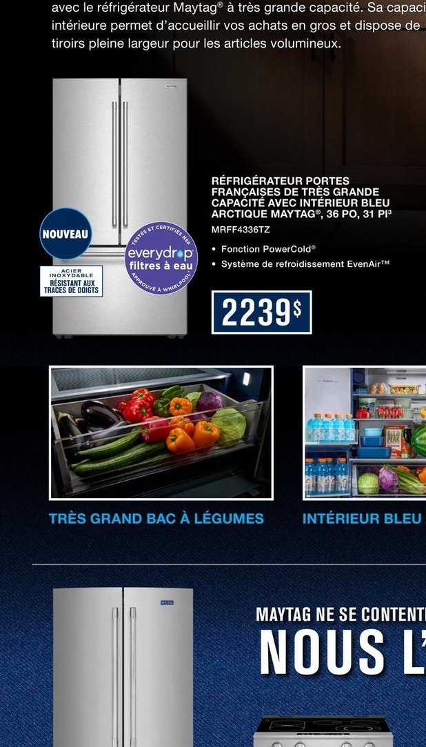Réfrigérateur portes françaises de très grande …