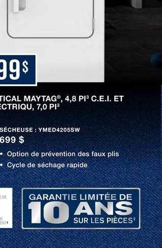 Sécheuse électrique Maytag YME2305LW