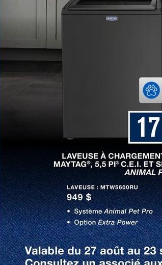 Laveuse à chargement vertical Maytag MTWS6800RU…