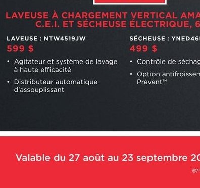 Laveuse à chargement vertical Amana