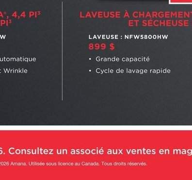 Laveuse à chargement frontal Amana