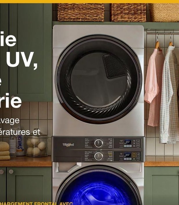Ensemble laveuse/sécheuse Whirlpool avec techno…