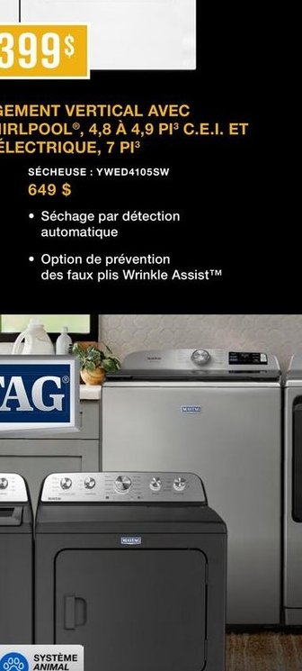 Sécheuse électrique Whirlpool YED4150SW