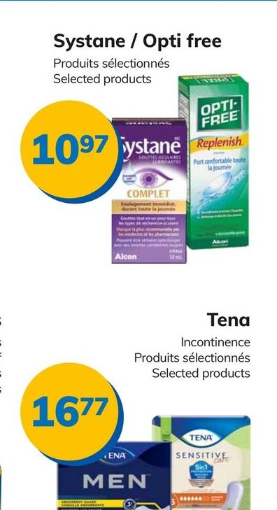 Systane / Opti free Produits sélectionnés