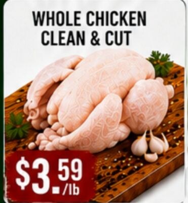 WHOLE CHICKEN CLEAN & & CUT