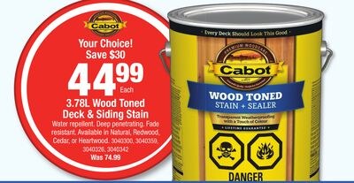 Cabot 3.78L Wood Toned Deck & Siding Stain