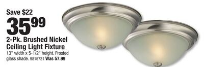 2-Pk., Brushed Nickel Ceiling Light Fixture