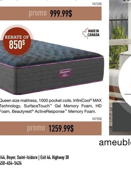 Beautyrest Queen Size Mattress 1000 Pocket Coils