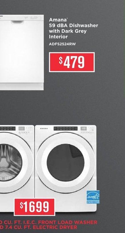 Amana 59 dBA Dishwasher with Dark Grey Interior