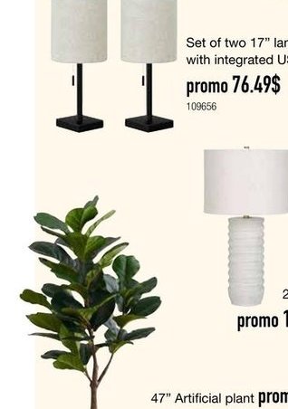 Set of two 17" lamps with integrated USB port