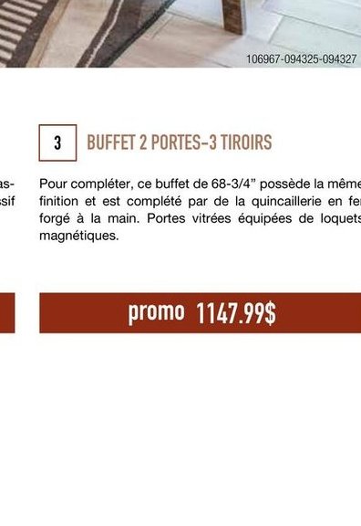 BUFFET 2 PORTES-3 TIROIRS