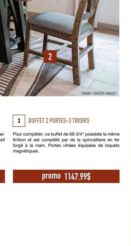 BUFFET 2 PORTES-3 TIROIRS
