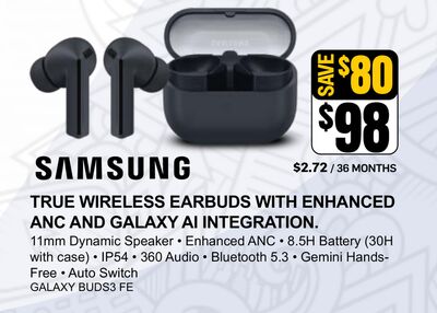 SAMSUNG TRUE WIRELESS EARBUDS WITH ENHANCED ANC…