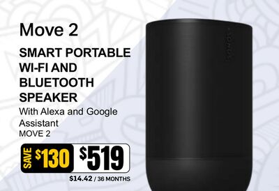 SONOS SMART PORTABLE WI-FI AND BLUETOOTH SPEAKER