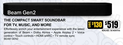 SONOS THE COMPACT SMART SOUNDBAR FOR TV, MUSIC,…