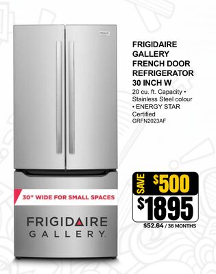 FRIGIDAIRE GALLERY FRENCH DOOR REFRIGERATOR 30 …