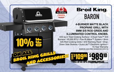 Broil King BARON 4-BURNER MATTE BLACK PROPANE G…