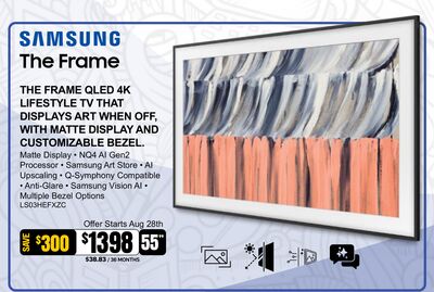 SAMSUNG 55" THE FRAME QLED 4K LIFESTYLE TV THAT…