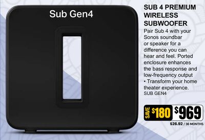 SONOS SUB 4 PREMIUM WIRELESS SUBWOOFER