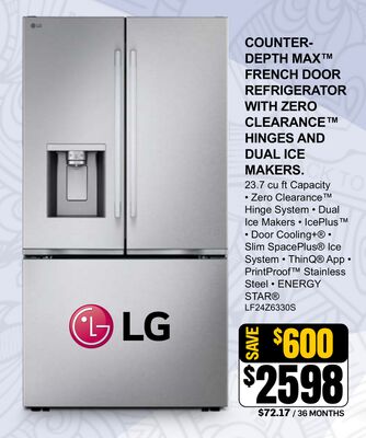 LG COUNTER- DEPTH MAX™ FRENCH DOOR REFRIGERATOR…